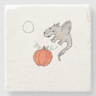 Dessous-de-verre En Pierre Citrouille orange avec Dragon