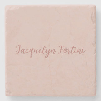 Dessous-de-verre En Pierre Clair Elegant Rose Gold Calligraphie Nom du script