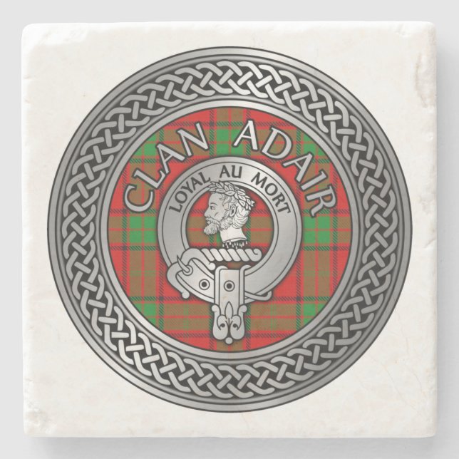 Dessous-de-verre En Pierre Clan Adair Crest & Tartan Knot (Devant)