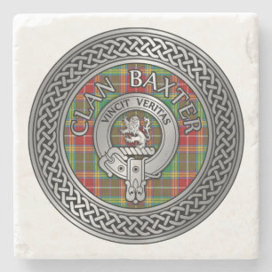 Dessous-de-verre En Pierre Clan Baxter Crest & Tartan Knot