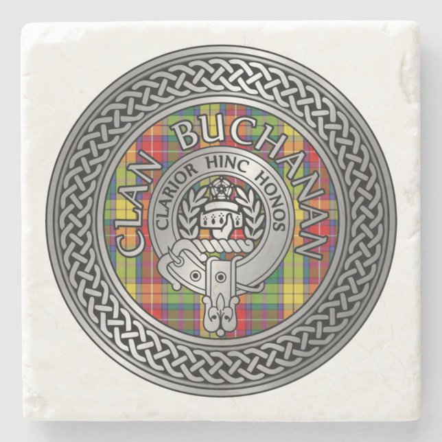 Dessous-de-verre En Pierre Clan Buchanan Crest & Tartan Knot (Devant)