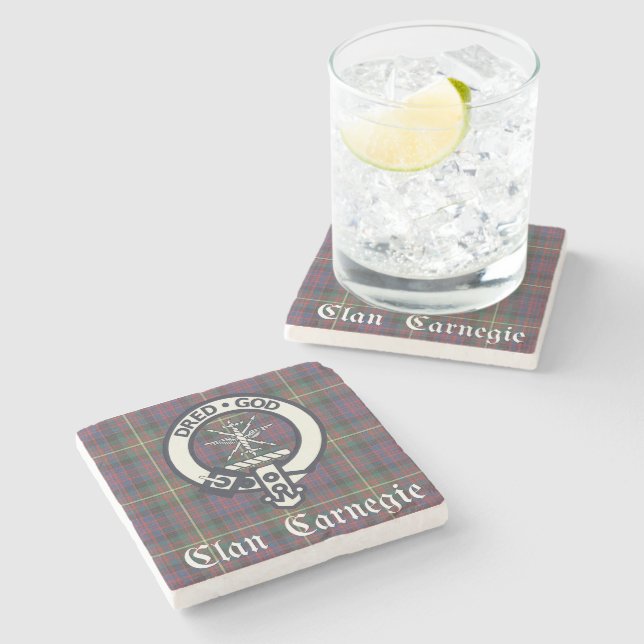 Dessous-de-verre En Pierre Clan Carnegie Crest Tartan (Côté)