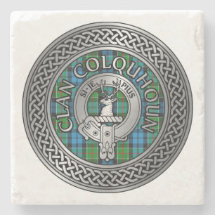 Dessous-de-verre En Pierre Clan Colquhoun Crest & Tartan Knot