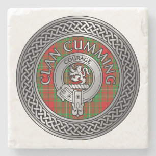Dessous-de-verre En Pierre Clan Cumming Crest & Tartan Knot Dessous de verre
