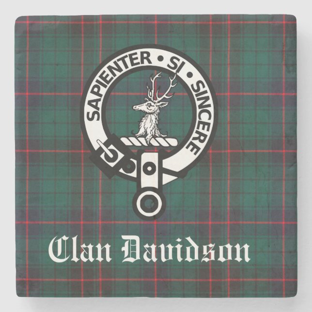 Dessous-de-verre En Pierre Clan Davidson Crest Badge et Tartan (Devant)