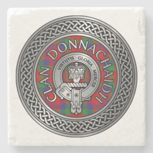 Dessous-de-verre En Pierre Clan Donnachaidh Robertson Blason & Nœud Tartan