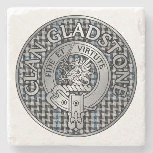 Dessous-de-verre En Pierre Clan Gladstone Crest & Tartan