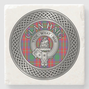 Dessous-de-verre En Pierre Clan Haig Crest & Tartan Knot