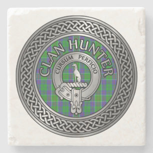Dessous-de-verre En Pierre Clan Hunter Crest & Tartan Knot