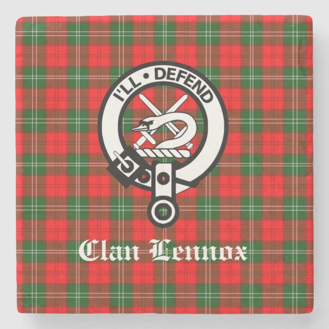 Dessous-de-verre En Pierre Clan Lennox Crest Badge & Tartan (Devant)