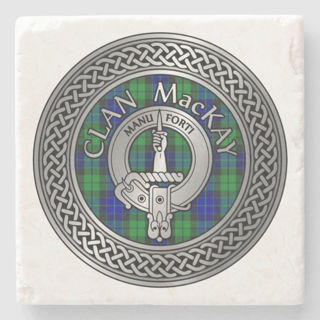 Dessous-de-verre En Pierre Clan MacKay Crest & Tartan Knot Dessous de verre e (Devant)