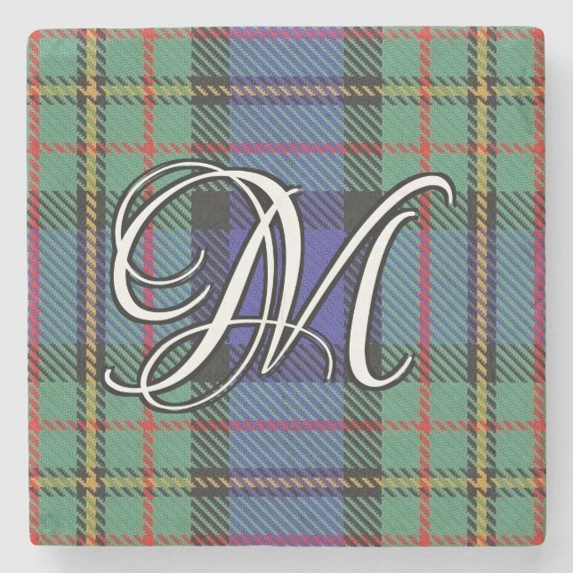 Dessous-de-verre En Pierre Clan MacLaren Tartan Monogramme personnalisé (Devant)