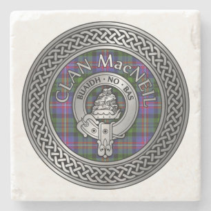 Dessous-de-verre En Pierre Clan MacNeil Crest & Tartan Knot