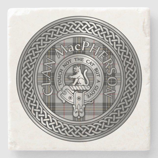 Dessous-de-verre En Pierre Clan MacPherson Crest & Tartan Knot (Devant)