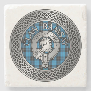Dessous-de-verre En Pierre Clan Ramsay Crest & Hunting Tartan Knot