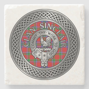 Dessous-de-verre En Pierre Clan Sinclair Crest & Tartan Knot