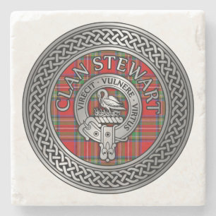 Dessous-de-verre En Pierre Clan Stewart Stuart Crest & Tartan Knot