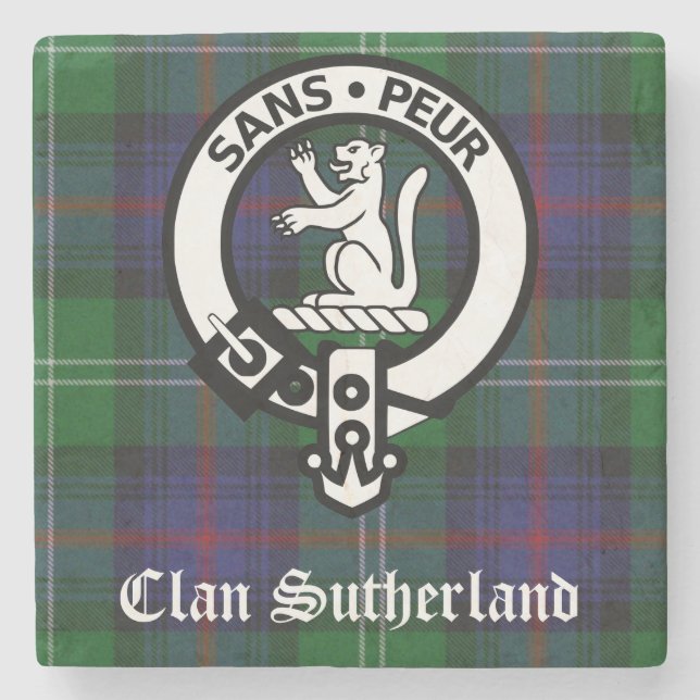 Dessous-de-verre En Pierre Clan Sutherland Crest & Tartan Stone Dessous de ve (Devant)
