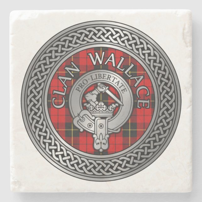 Dessous-de-verre En Pierre Clan Wallace Crest et Tartan Knot (Devant)