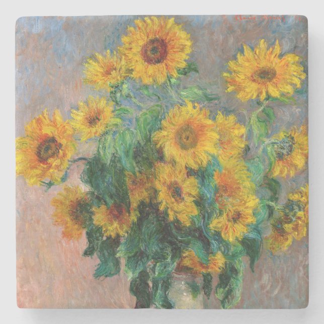 Dessous-de-verre En Pierre Claude Monet - Bouquet de tournesols (Devant)