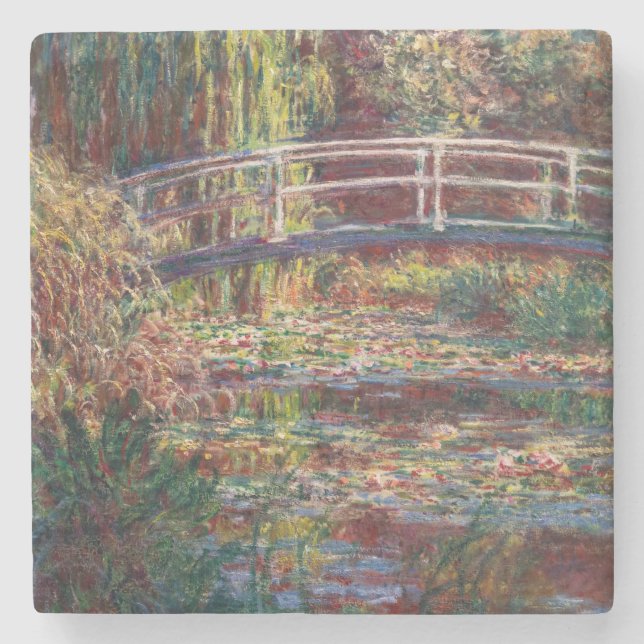 Dessous-de-verre En Pierre Claude Monet - Eau Lily étang, Harmonie rose (Devant)