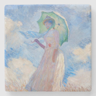 Dessous-de-verre En Pierre Claude Monet - Femme à l'ombrelle tournée vers la 