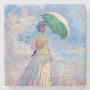 Dessous-de-verre En Pierre Claude Monet - Femme à l'ombrelle tournée vers la
