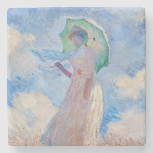 Dessous-de-verre En Pierre Claude Monet - Femme avec Parasol face à gauche (Devant)