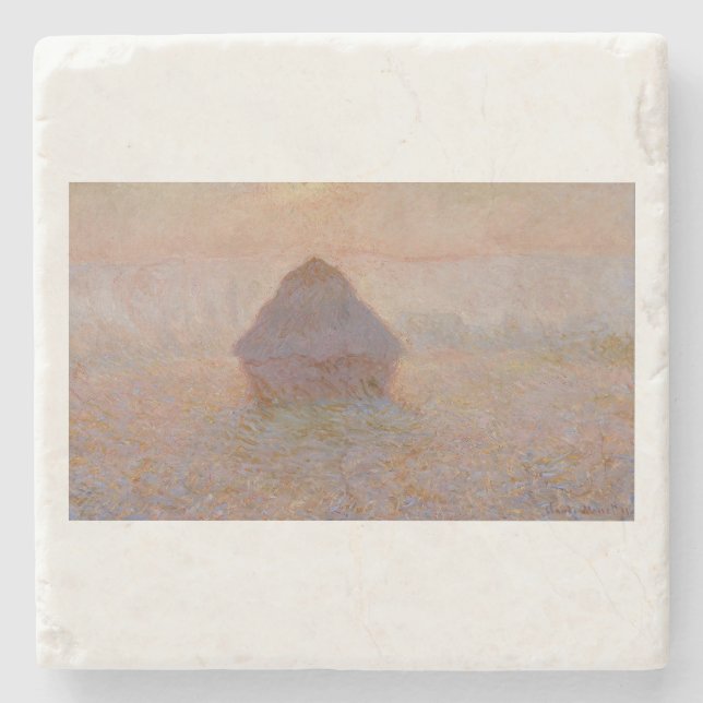 Dessous-de-verre En Pierre Claude Monet Grainstack, Sun in the Mist (1891) (Devant)