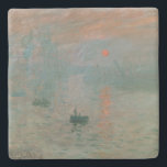 Dessous-de-verre En Pierre Claude Monet Impression Soleil levant (soleil leva<br><div class="desc">Une oeuvre d'art classique qui est passée dans le domaine public et fait des cadeaux merveilleux et d'autres produits. "Impression, Sunrise" est l'oeuvre éponyme de l'impressionnisme. Le nom du mouvement artistique a été dérivé du titre quand les critiques l'ont déplaisamment appelé comme incarnant une tendance qu'ils désapprouvaient. Claude Monet (1840-1826)...</div>