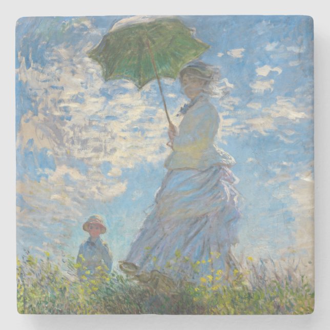 Dessous-de-verre En Pierre Claude Monet - La Promenade, Femme avec un Parasol (Devant)