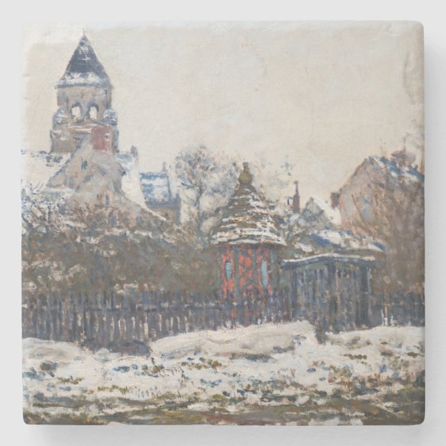 Dessous-de-verre En Pierre Claude Monet - L'église de Vetheuil (Devant)