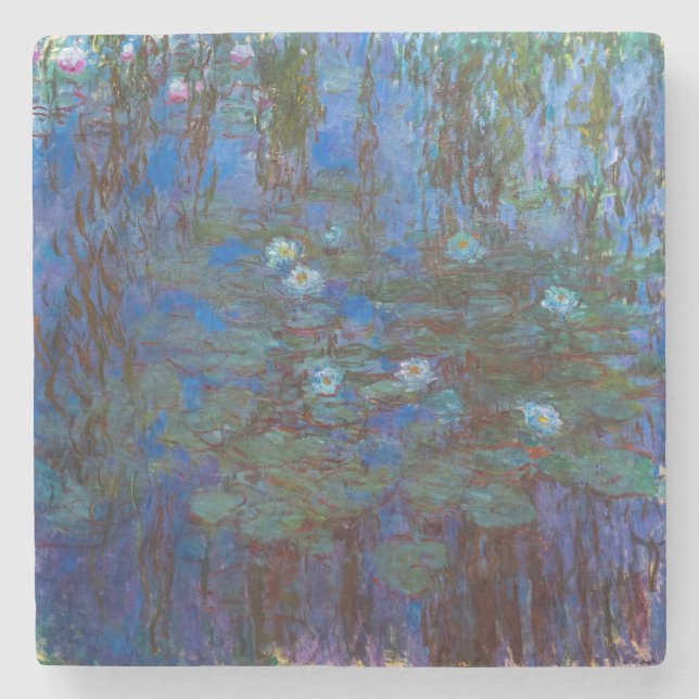 Dessous-de-verre En Pierre Claude Monet - Lys d'Eau Bleue (Devant)