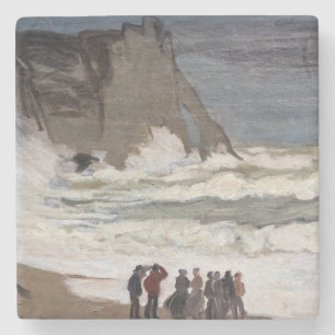 Dessous-de-verre En Pierre Claude Monet - Mer agitée à Etretat