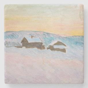 Dessous-de-verre En Pierre Claude Monet - Paysage norvégien, Maisons bleues