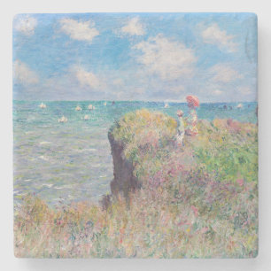 Dessous-de-verre En Pierre Claude Monet - Promenade sur la falaise à Pourvill