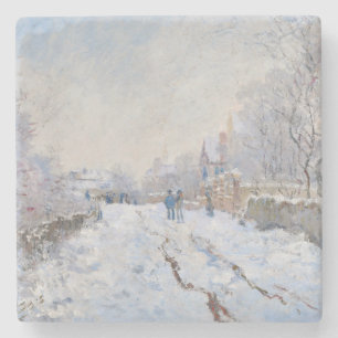 Dessous-de-verre En Pierre Claude Monet - Scène de neige à Argenteuil
