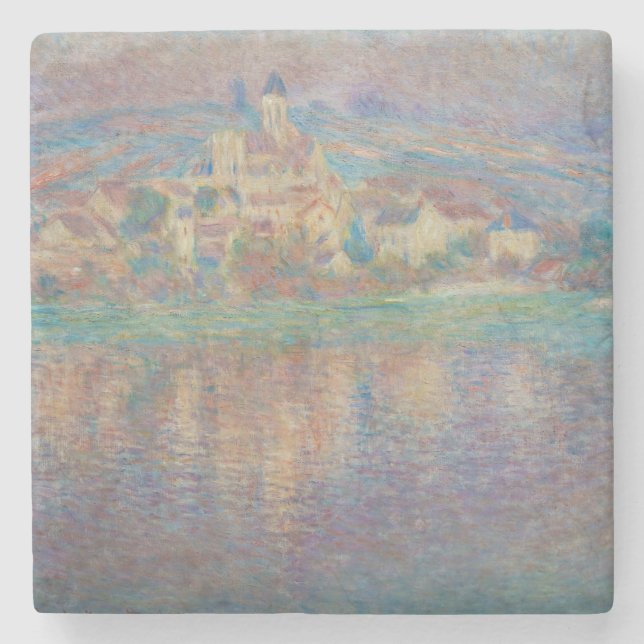 Dessous-de-verre En Pierre Claude Monet - Vetheuil, coucher de soleil (Devant)