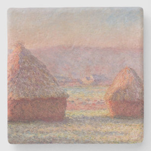 Dessous-de-verre En Pierre Claude Monet White Frost Sunrise (Haystacks)