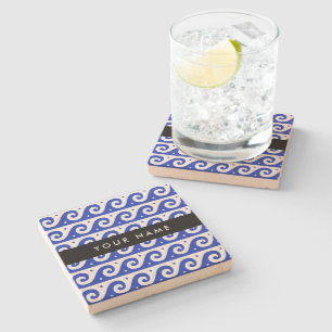 Dessous-de-verre En Pierre Clé de méandre grecque, Clé de vague, Bleu, Votre 