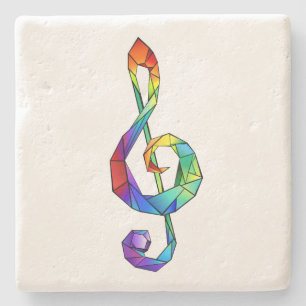 Dessous-de-verre En Pierre Clé de musique arc-en-ciel