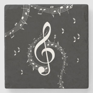 Dessous-de-verre En Pierre Climacic G Clef Music Black