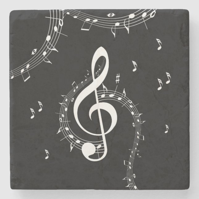 Dessous-de-verre En Pierre Climacic G Clef Music Black (Devant)