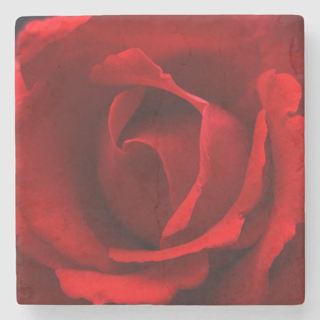 Dessous-de-verre En Pierre Coastère de Rose rouge (Devant)