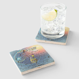 Dessous-de-verre En Pierre Cocktail Blue Hawaii (#1 sur 12 jeux de recettes d
