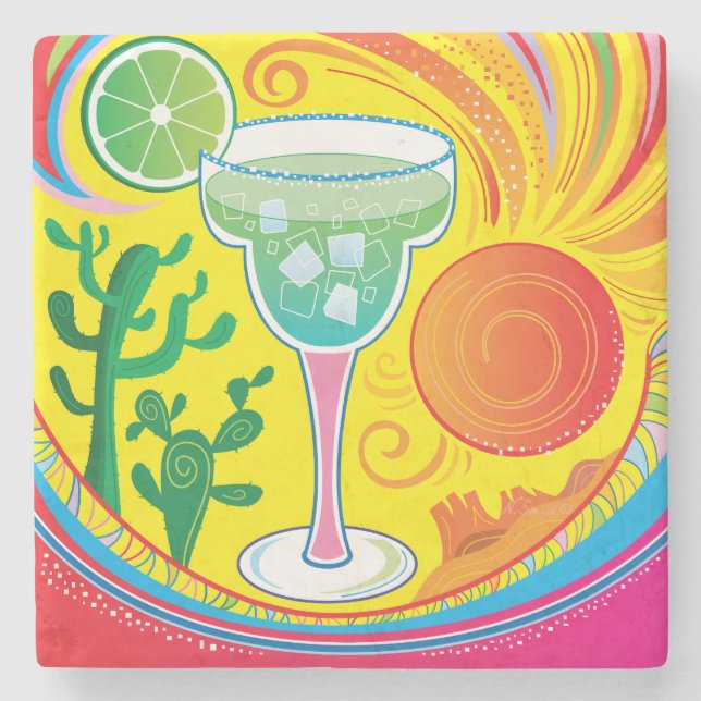 Dessous-de-verre En Pierre Cocktail Coloré (Devant)