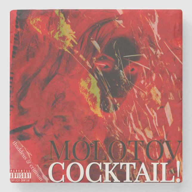 DESSOUS-DE-VERRE EN PIERRE COCKTAIL MOLOTOV ! (Devant)