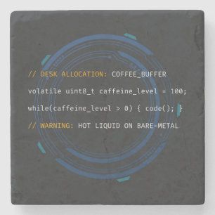 Dessous-de-verre En Pierre Code C++ propulsé par la caféine & Pierre tampon d