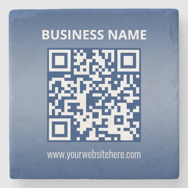 Dessous-de-verre En Pierre Code QR | Bleu (ou toute couleur) (Devant)
