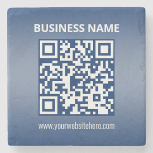 Dessous-de-verre En Pierre Code QR   Dégradé Bleu (ou toute couleur)